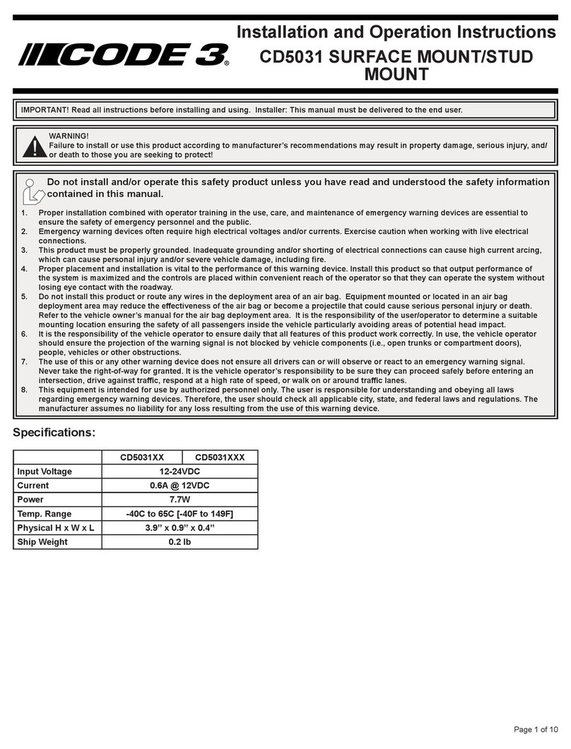 Code 3 CD5031 Installation instructions