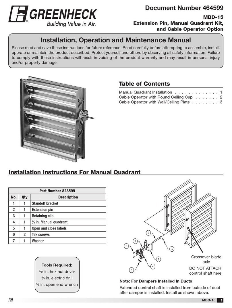 Greenheck MBD-15 Installation, operation and maintenance manual
