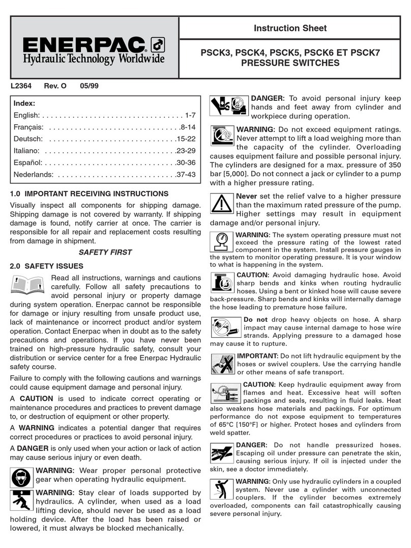 Enerpac PSCK3 instruction sheet