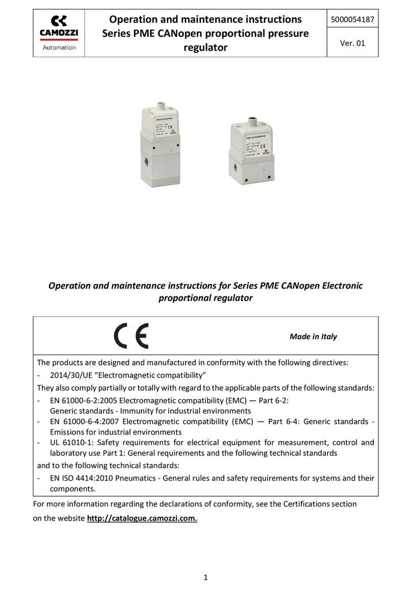 Camozzi PME Series Operation & maintenance instructions
