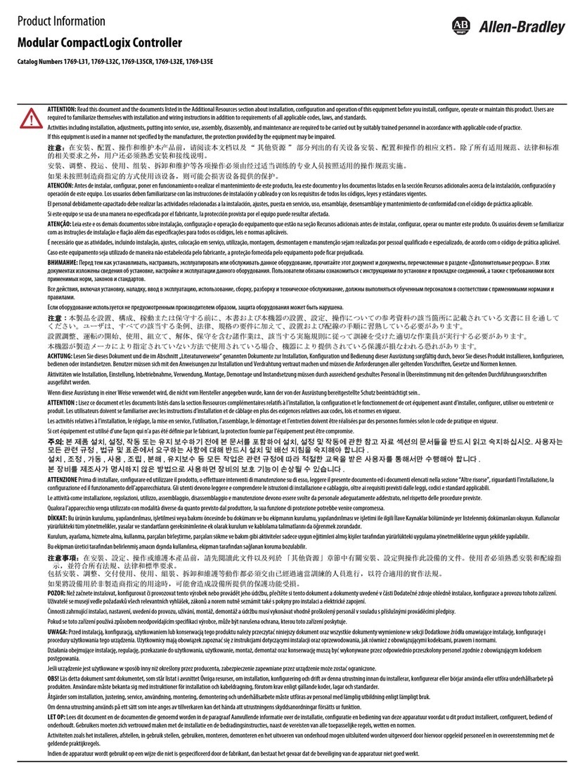 Rockwell Automation 1769-L31 User manual Rockwell Automation 1769-L31 User manual