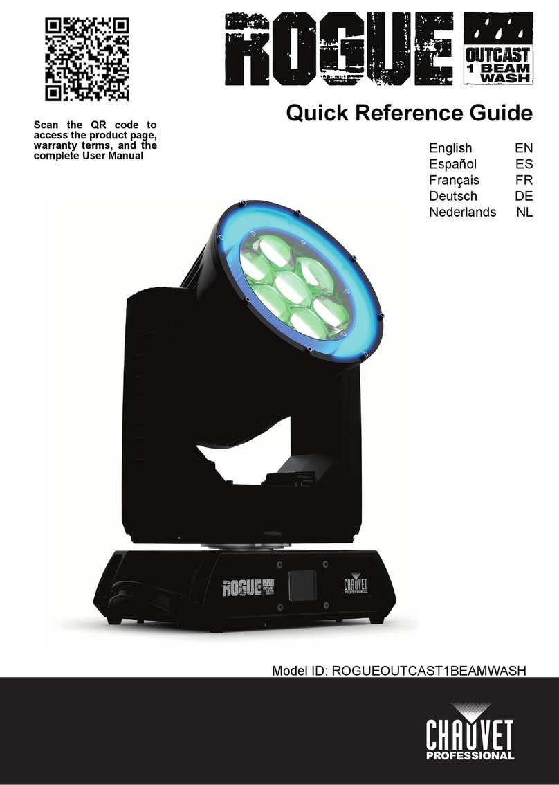 Chauvet Professional Rogue Outcast 1 BeamWash Quick reference guide Chauvet Professional Rogue Outcast 1 BeamWash Quick reference guide