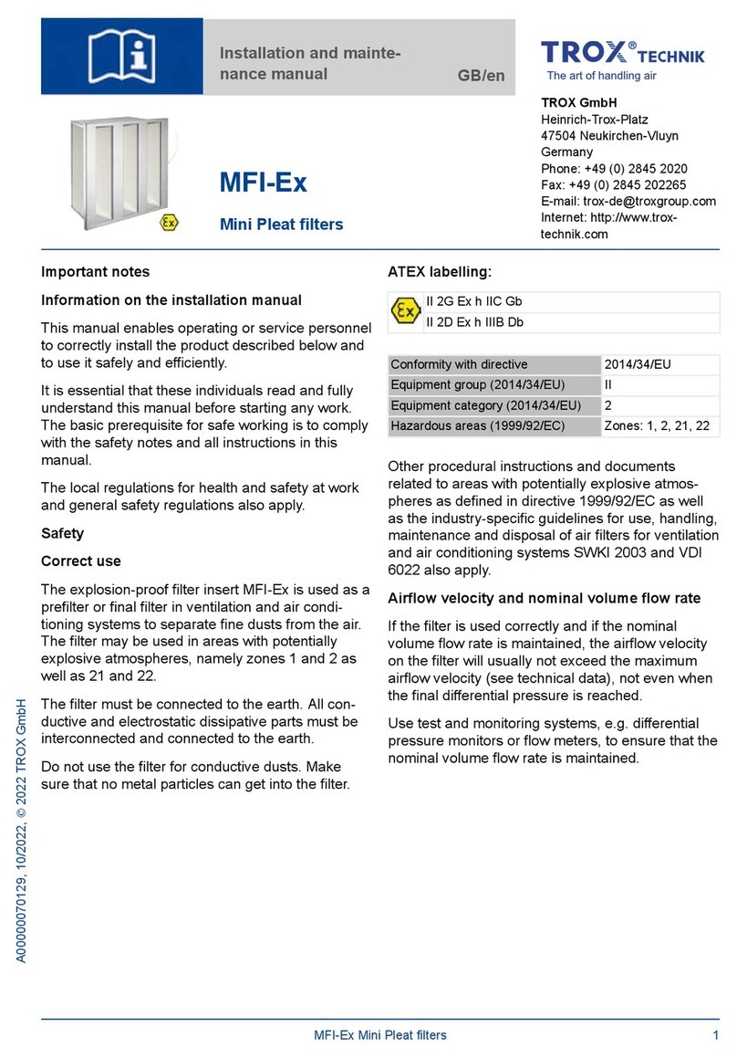Trox Technik MFI-Ex Installation and maintenance manual