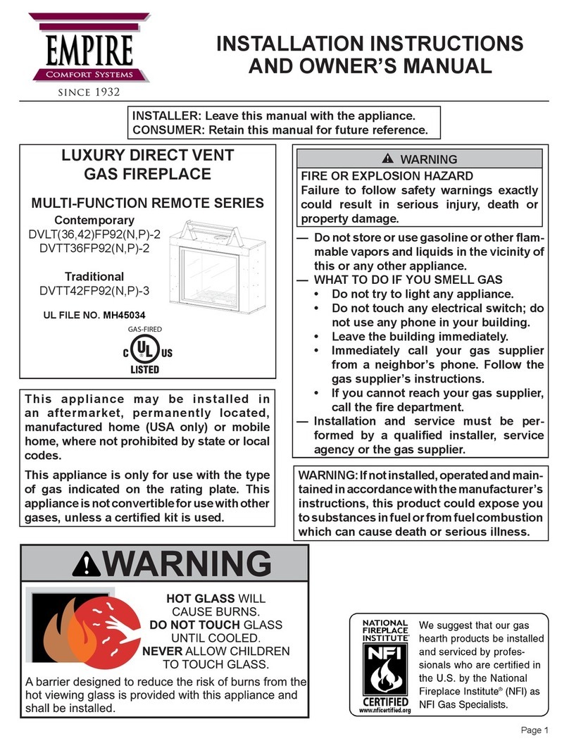 Empire Comfort Systems DVLT42FP92N-2 Installation instructions and owner's manual