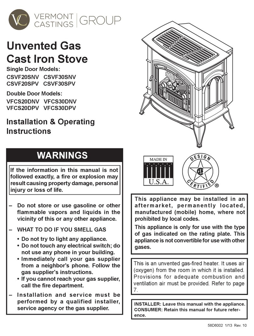 Vermont Castings CSVF20SNV Installation & operating instructions