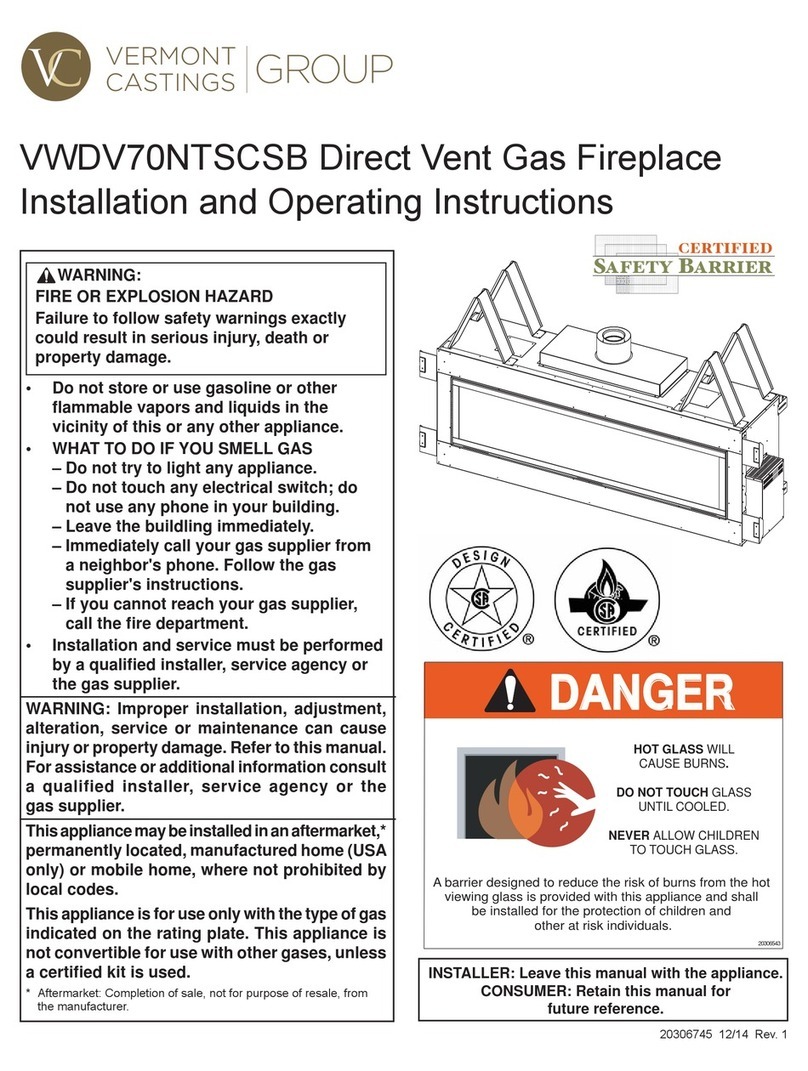 Vermont Castings VWDVP70NTSC Installation and operating instructions