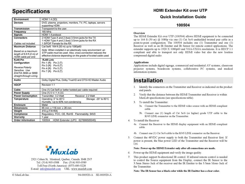 MuxLab 100504 Quick installation guide