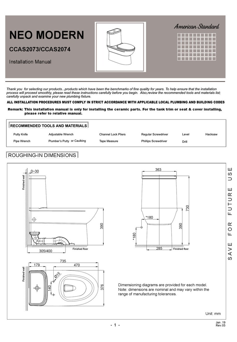 American Standard NEO MODERN CCAS2073 installation manual