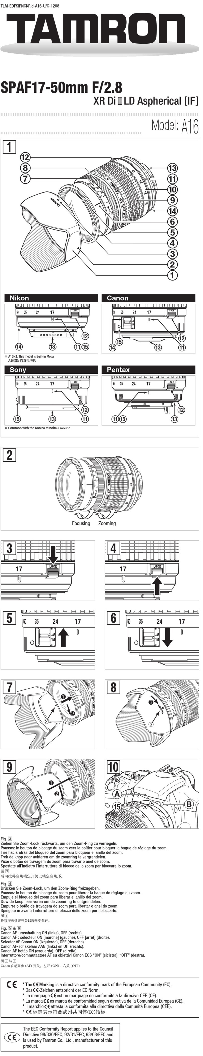 Tamron SPAF17-50mm F/2.8 User manual