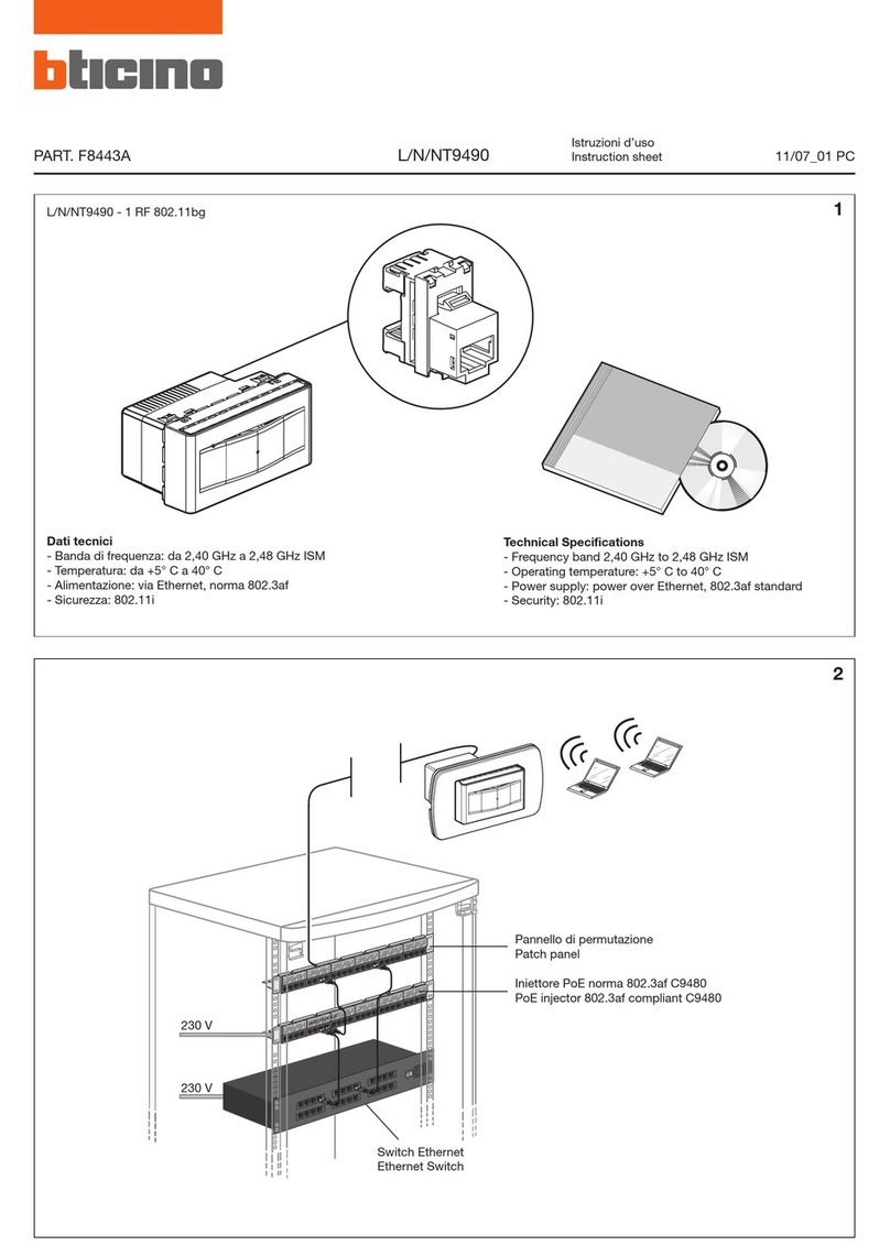 Bticino F8443A instruction sheet