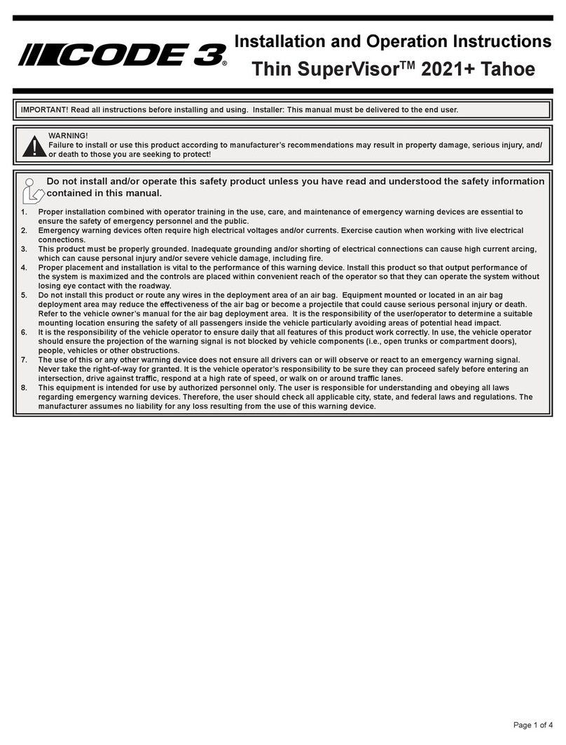 Code 3 Thin SuperVisor 2021+ Tahoe Owner's manual