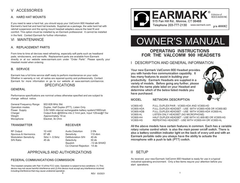 EARMARK VALCOMM 900 owner's manual