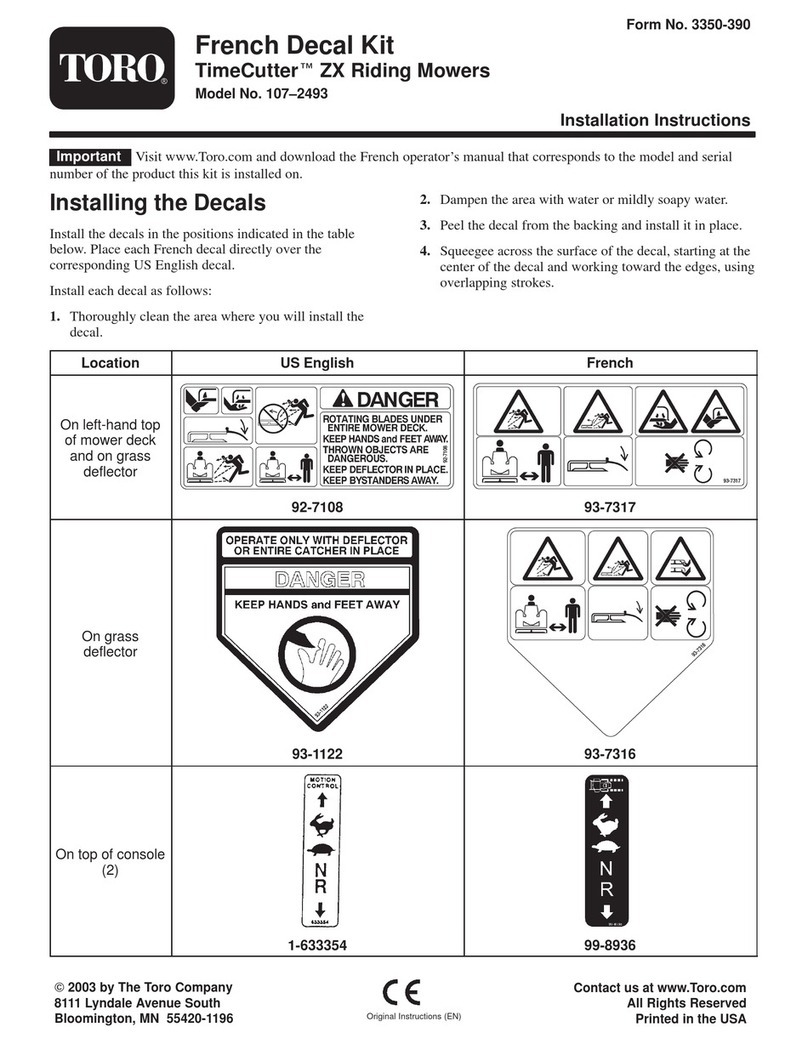 Toro 107-2493 installation instructions