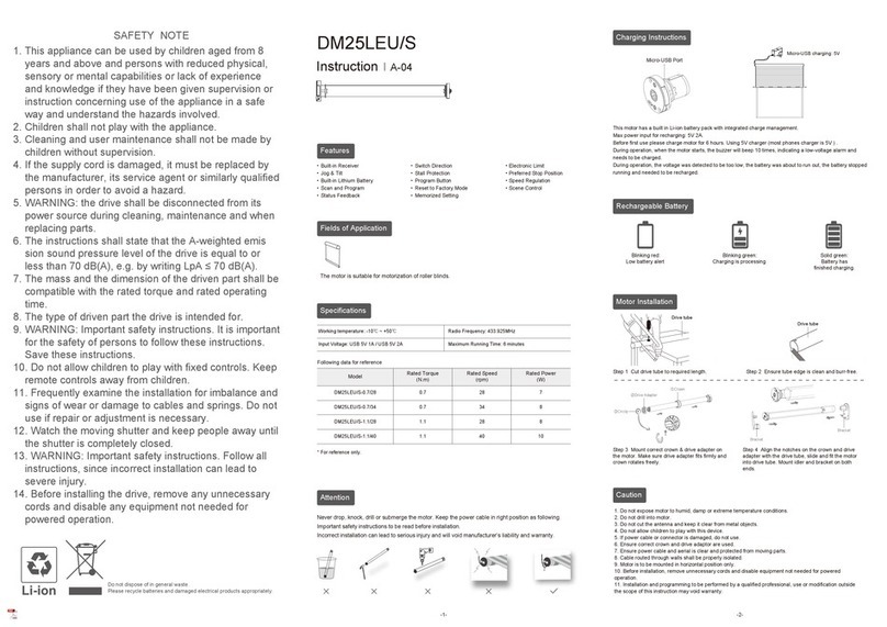 Dooya DM25LEU/S-0.7/28 instructions