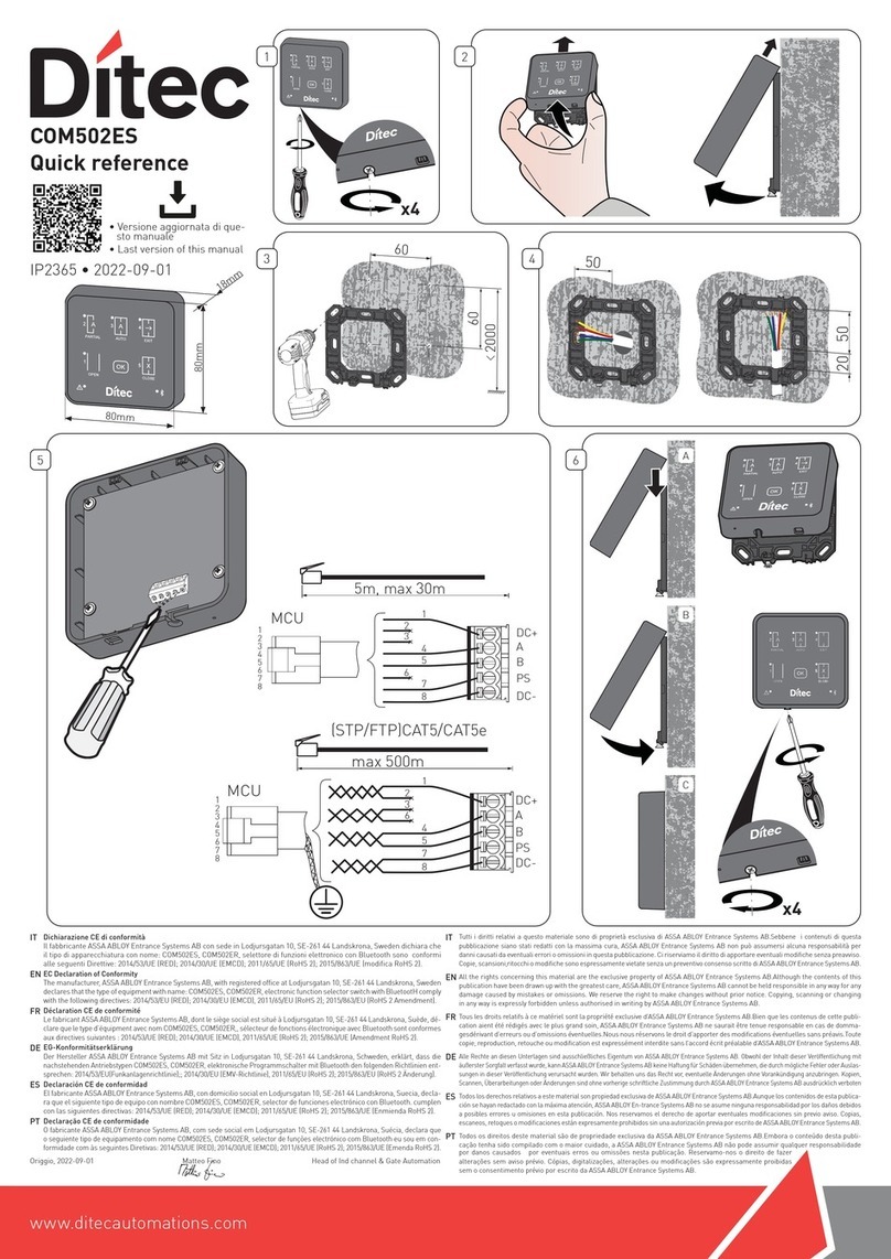 DITEC COM502ES quick reference