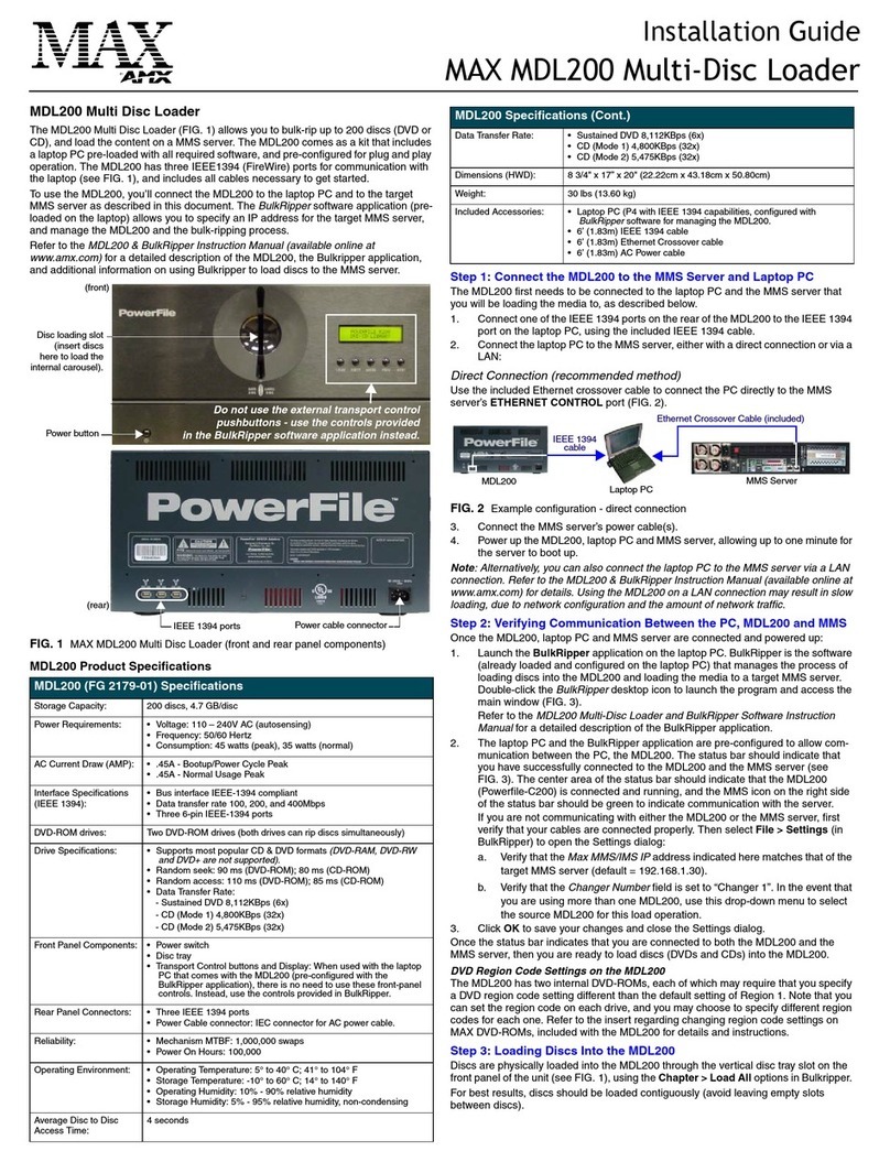 AMX MAX MDL200 installation guide
