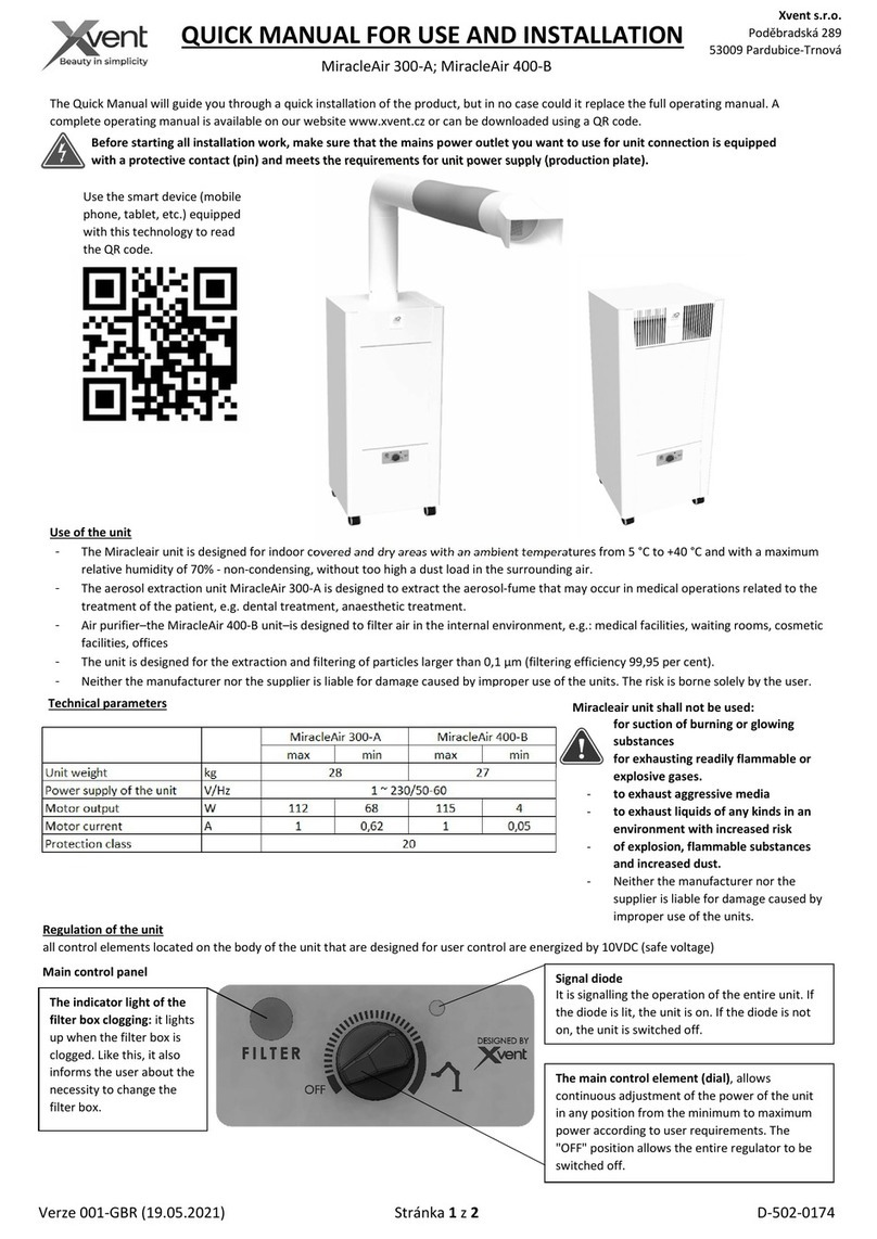 Xvent MiracleAir 400-B Quick manual