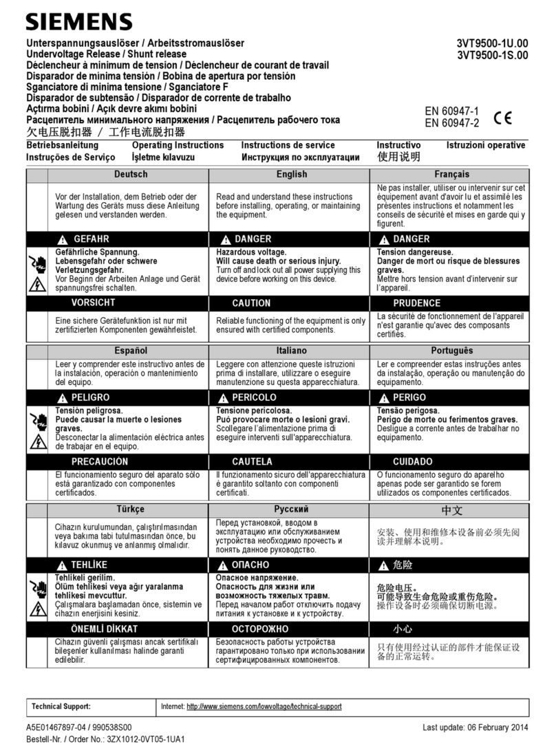 Siemens 3VT9500-1U.00 operating instructions Siemens 3VT9500-1U.00 operating instructions