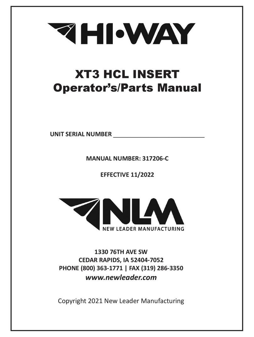 New Leader Hi-Way XT3 HCL INSERT Operator's manual