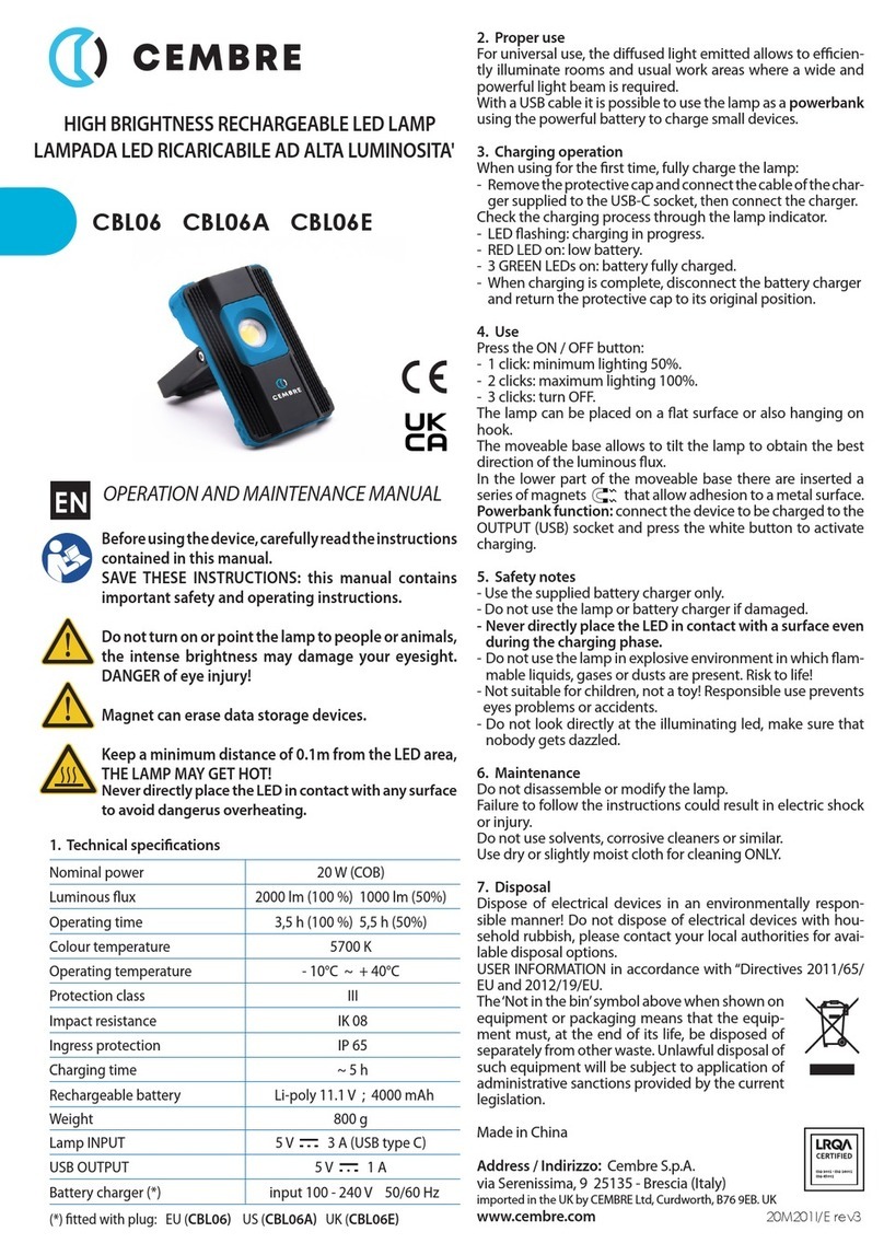 Cembre CBL06 Operation and maintenance manual
