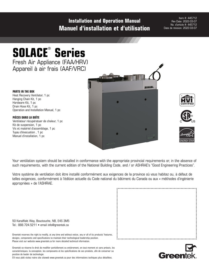 Greentek SOLACE Series Installation and operation manual