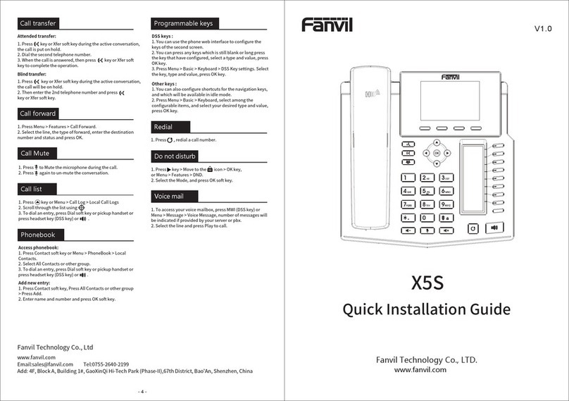 Fanvil X5S Quick installation guide