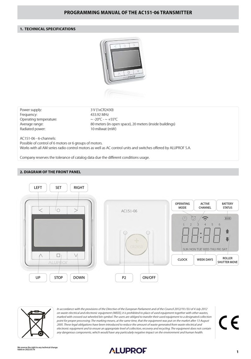 Aluprof AC151-06 Programming manual