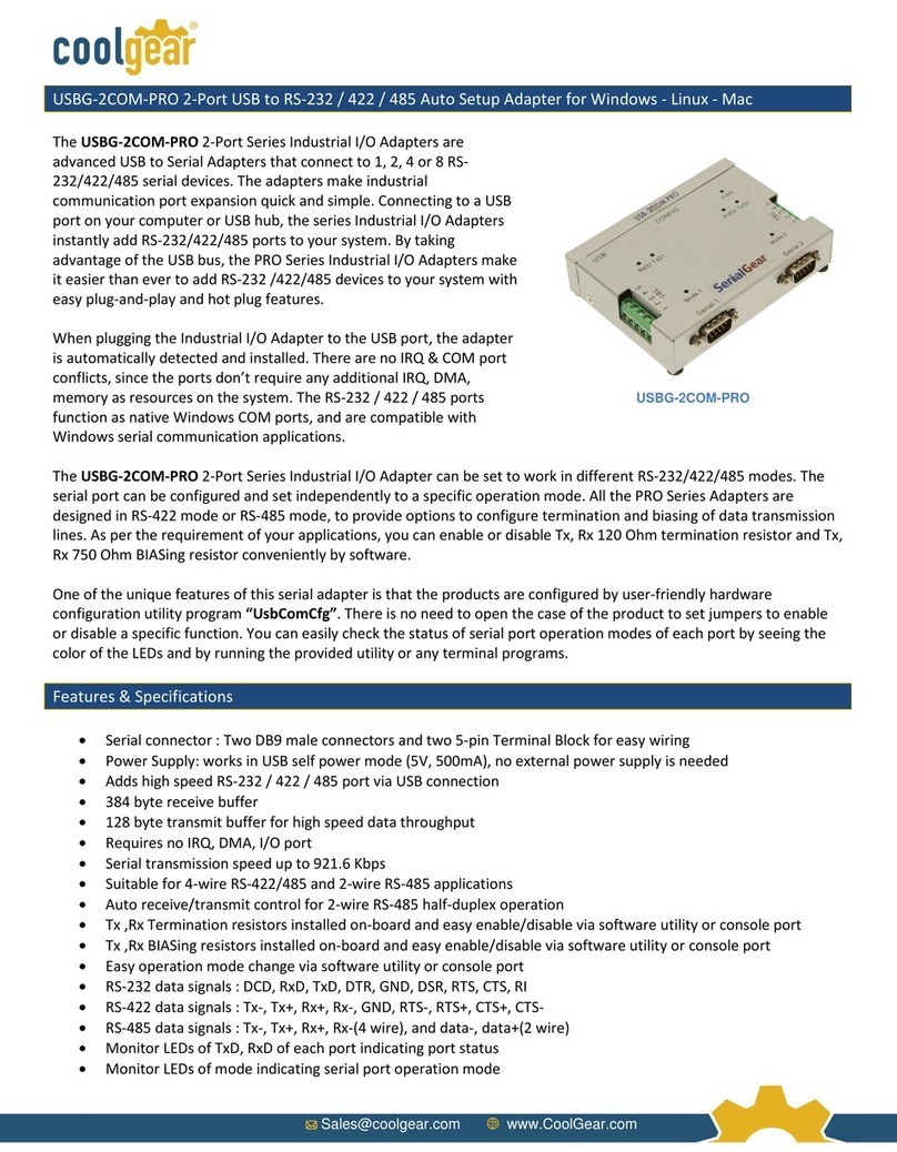CoolGear USBG-2COM-PRO User manual