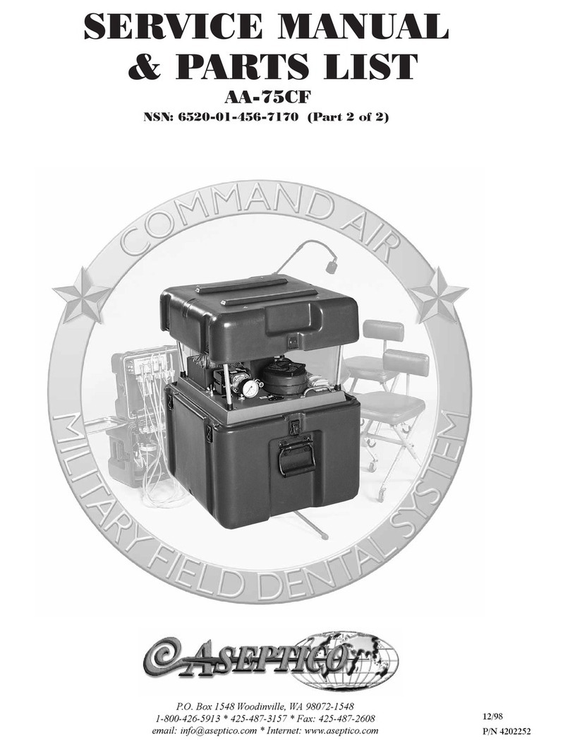 Aseptico AA-75CF OPERATION, SERVICE MANUAL & PARTS LIST Aseptico AA-75CF OPERATION, SERVICE MANUAL & PARTS LIST