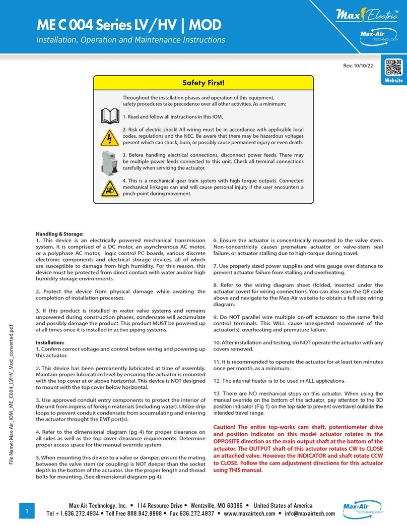 Max-Air Systems Max Electric ME C 004 Series Installation, operation and maintenance instructions Max-Air Systems Max Electric ME C 004 Series Installation, operation and maintenance instructions