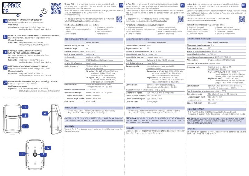 U-Prox PIR quick start guide