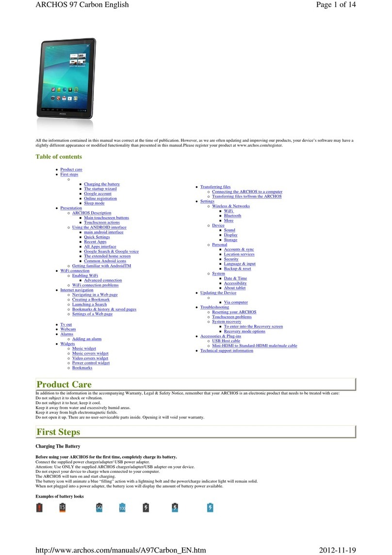 Archos 97 Carbon User manual Archos 97 Carbon User manual
