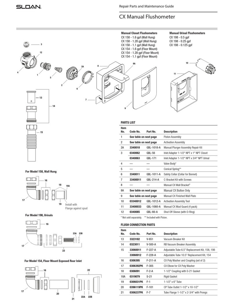 Sloan CX 158 Repair Parts and Maintenance Guide