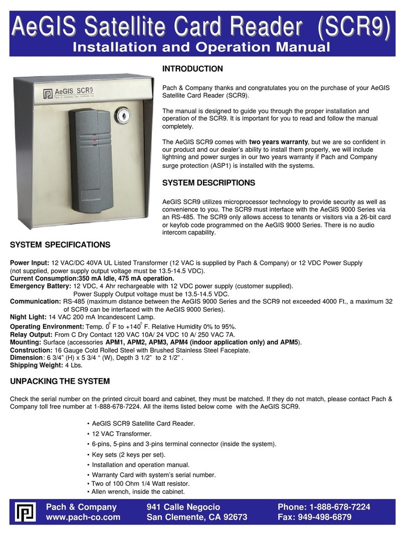 PACH & COMPANY AeGIS SCR9 Installation and operation manual