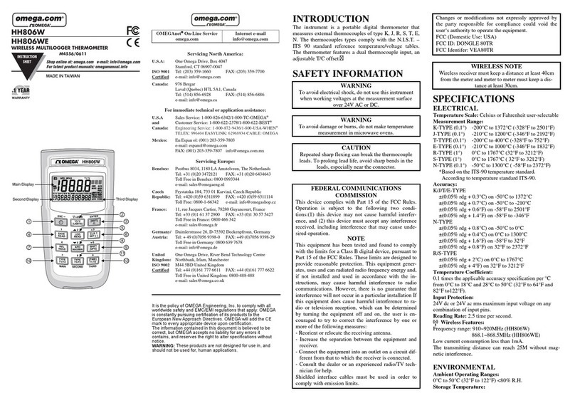 Omega Engineering HH806W User manual