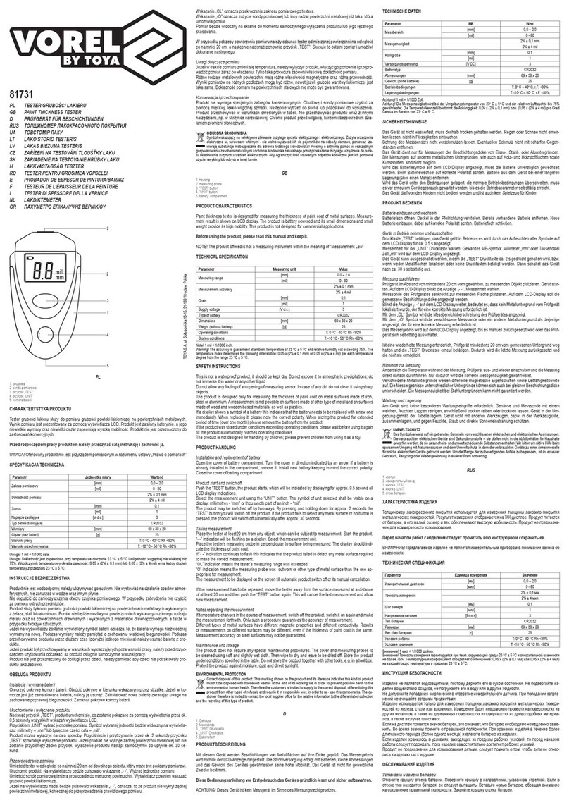 Toya VOREL 81731 manual