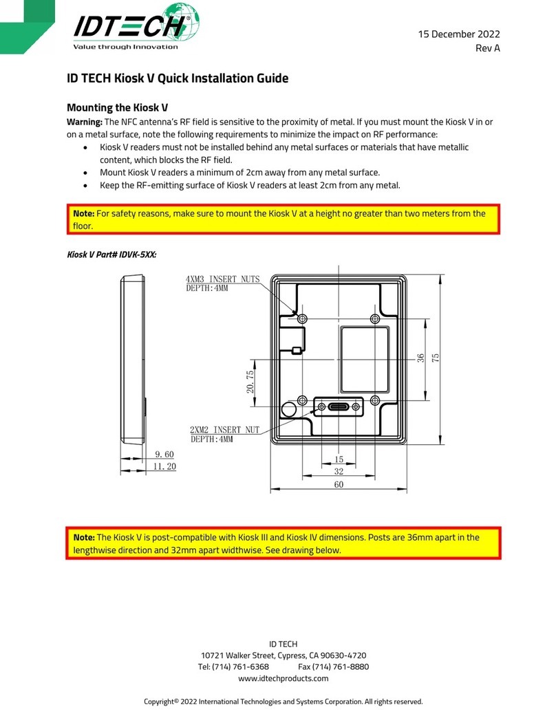 IDTECH Kiosk V IDVK-5XX Quick installation guide