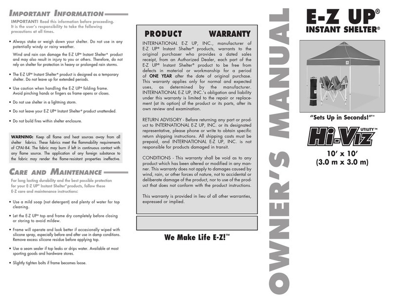 E-Z UP Hi-Viz HV910BOR owner's manual
