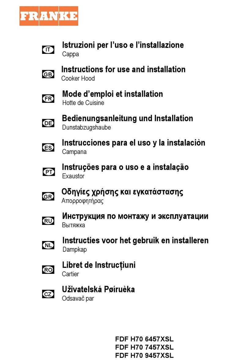 Franke FDF H70 6457XSL Instructions for use and installation