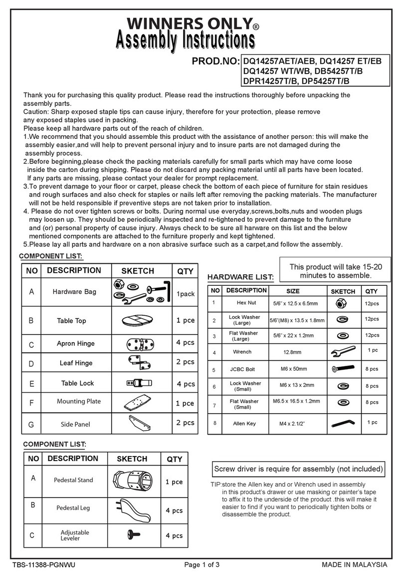 Winners Only DQ14257AET User manual Winners Only DQ14257AET User manual