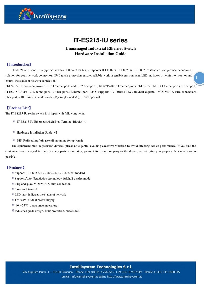 Intellisystem IT-ES215-IU Series Hardware installation guide Intellisystem IT-ES215-IU Series Hardware installation guide