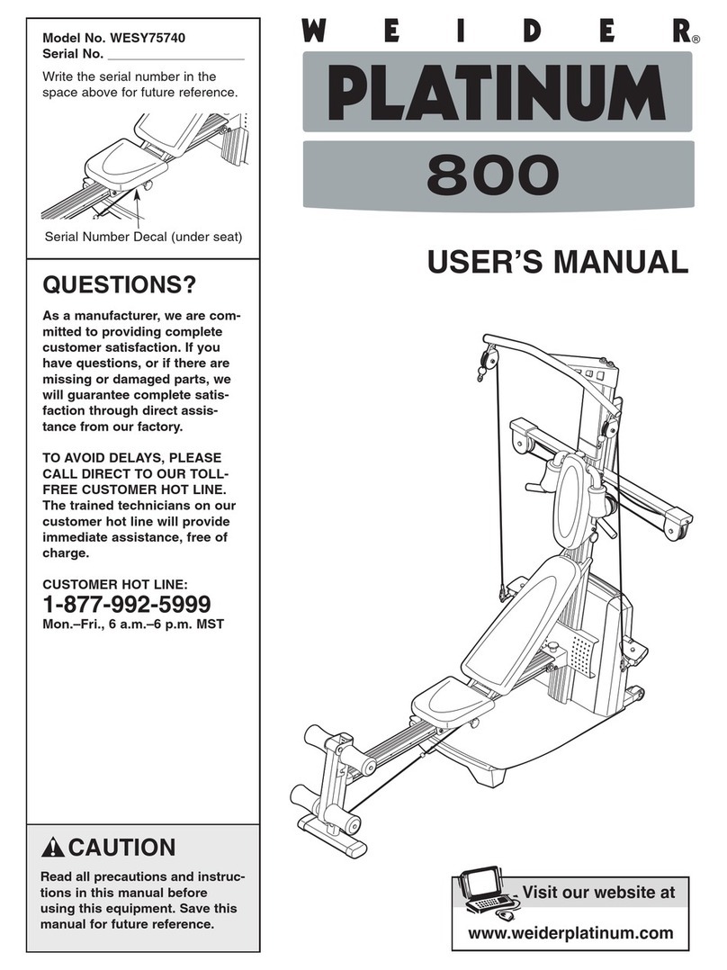 Weider Platinum 800 WESY75740 User manual
