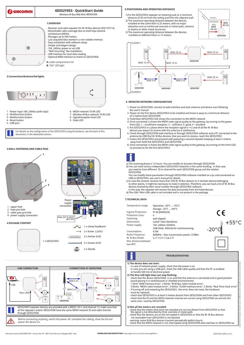 Giacomini GE552Y053 quick start guide Giacomini GE552Y053 quick start guide
