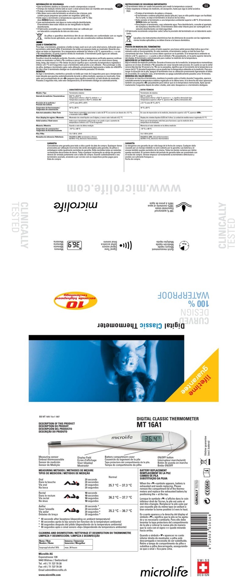 Microlife MT 16A1 User manual
