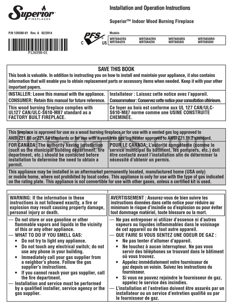 Superior Fireplaces WRT6842RS Installation and operation instruction Superior Fireplaces WRT6842RS Installation and operation instruction