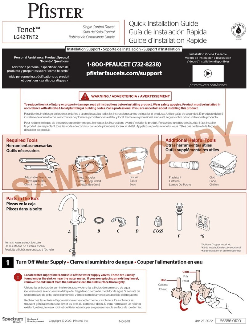 Pfister Tenet LG42-TNT2 Quick installation guide Pfister Tenet LG42-TNT2 Quick installation guide