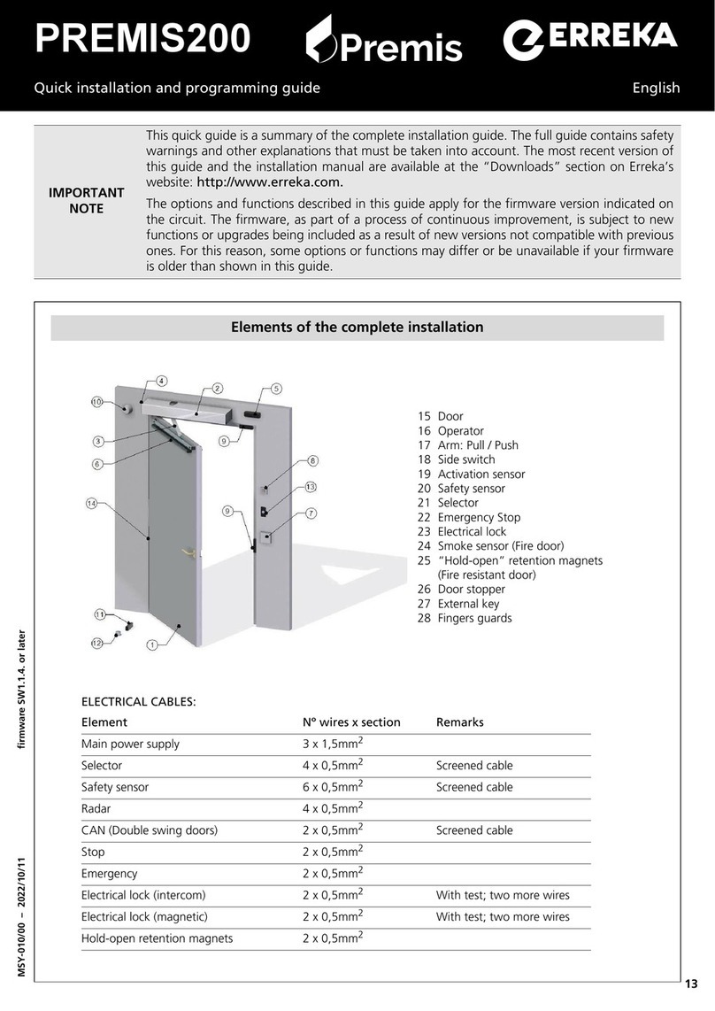 Erreka Premis PREMIS200 Quick installation and programming guide