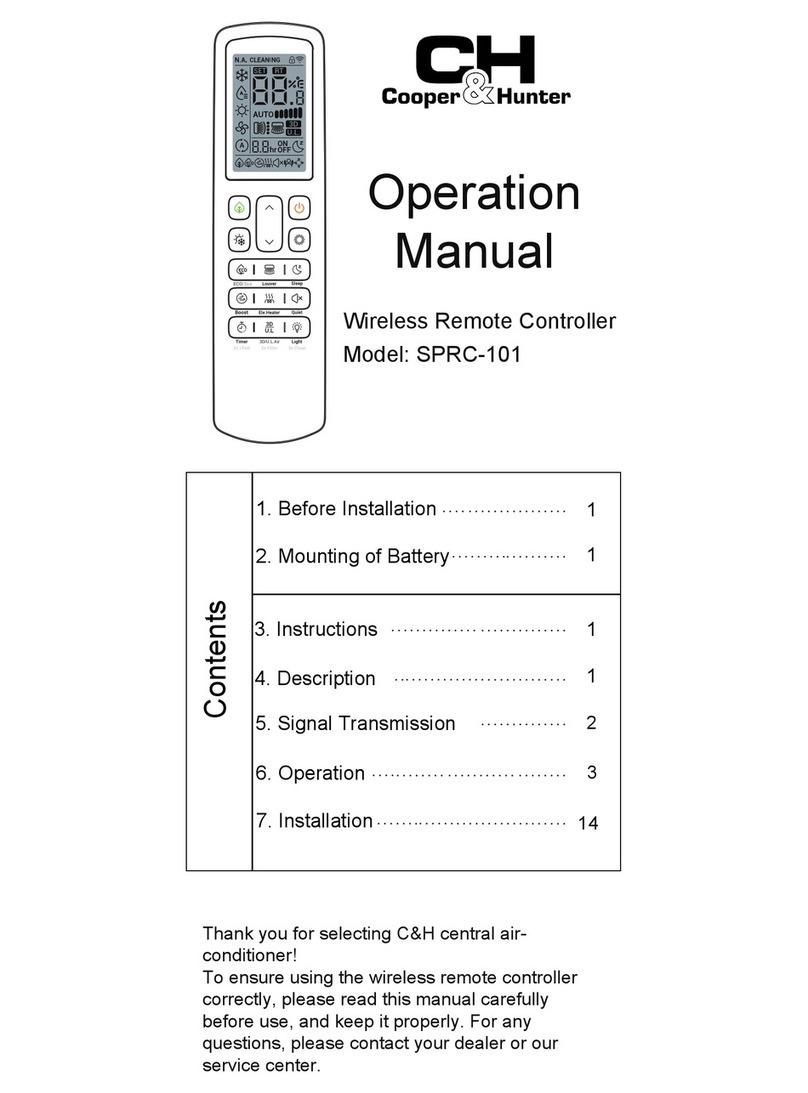Cooper & Hunter SPRC-101 Operation manual