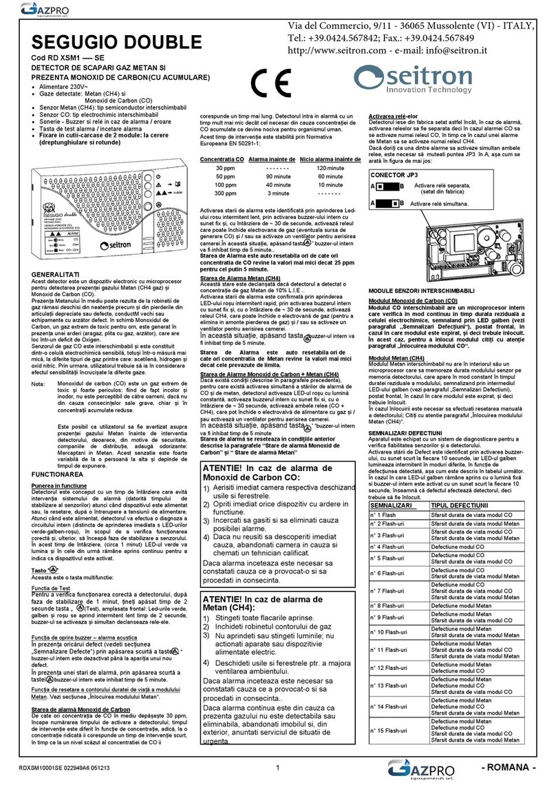Seitron SEGUGIO DOUBLE RD XSM1 SE Series User manual