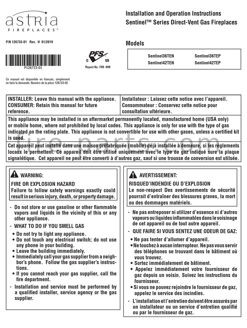 Astria Fireplaces Sentinel Series Operation instructions